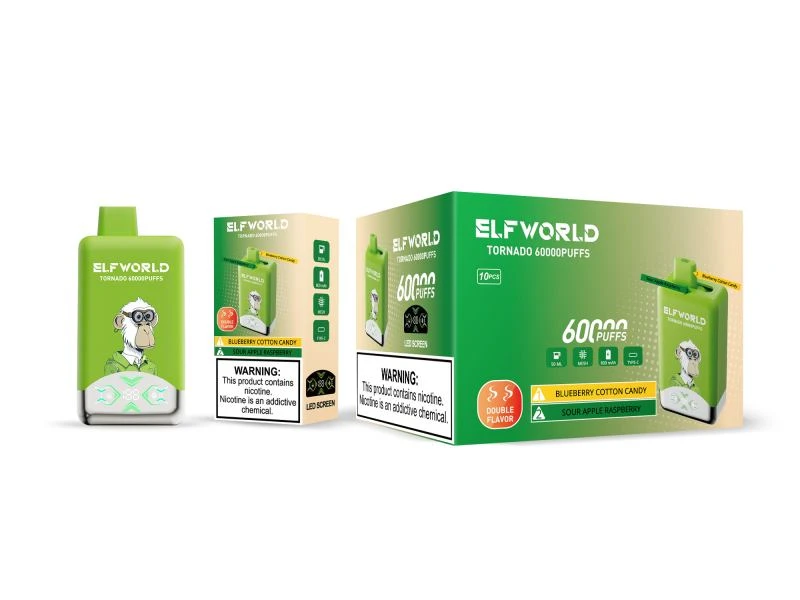 E40-Blueberry-Cotton-CandySour-Apple-RaspberryELFWORLD TORNADO 60000 E40-Blueberry-Cotton-CandySour-Apple-RaspberryELFWORLD TORNADO 60000