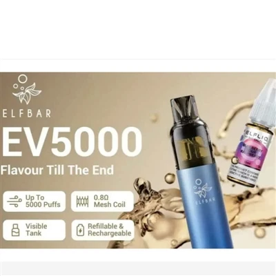 ELFBAR lança um cigarro eletrônico recarregável EV5000 no Reino Unido, ao pre...