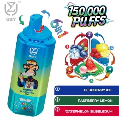 Cigarro eletrônico descartável UZY 6-in-1 150K|150.000 baforadas, comutação d...