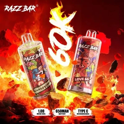Cigarro eletrônico-descartável Razz Bar 60000|60.000 baforadas, a melhor esco...