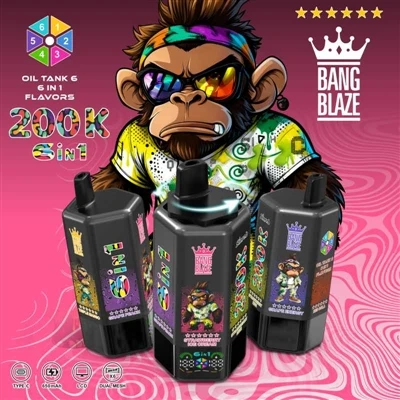 BANG BLAZE 200K 6 em 1: um palito na mão, seis sabores para escolher, fume at...