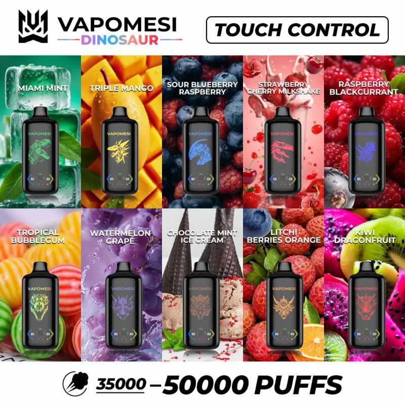 30K-50K-Puffs-Vapomesi-Dinosaur-Touch-Screen-38ml-Disposable-Vapes-Fast-Delivery-EU-Warehouse-Free-Shipping-Mint-Flavor-Einweg-E-Zigaretten VAPOMESI DINOSAUR 50000